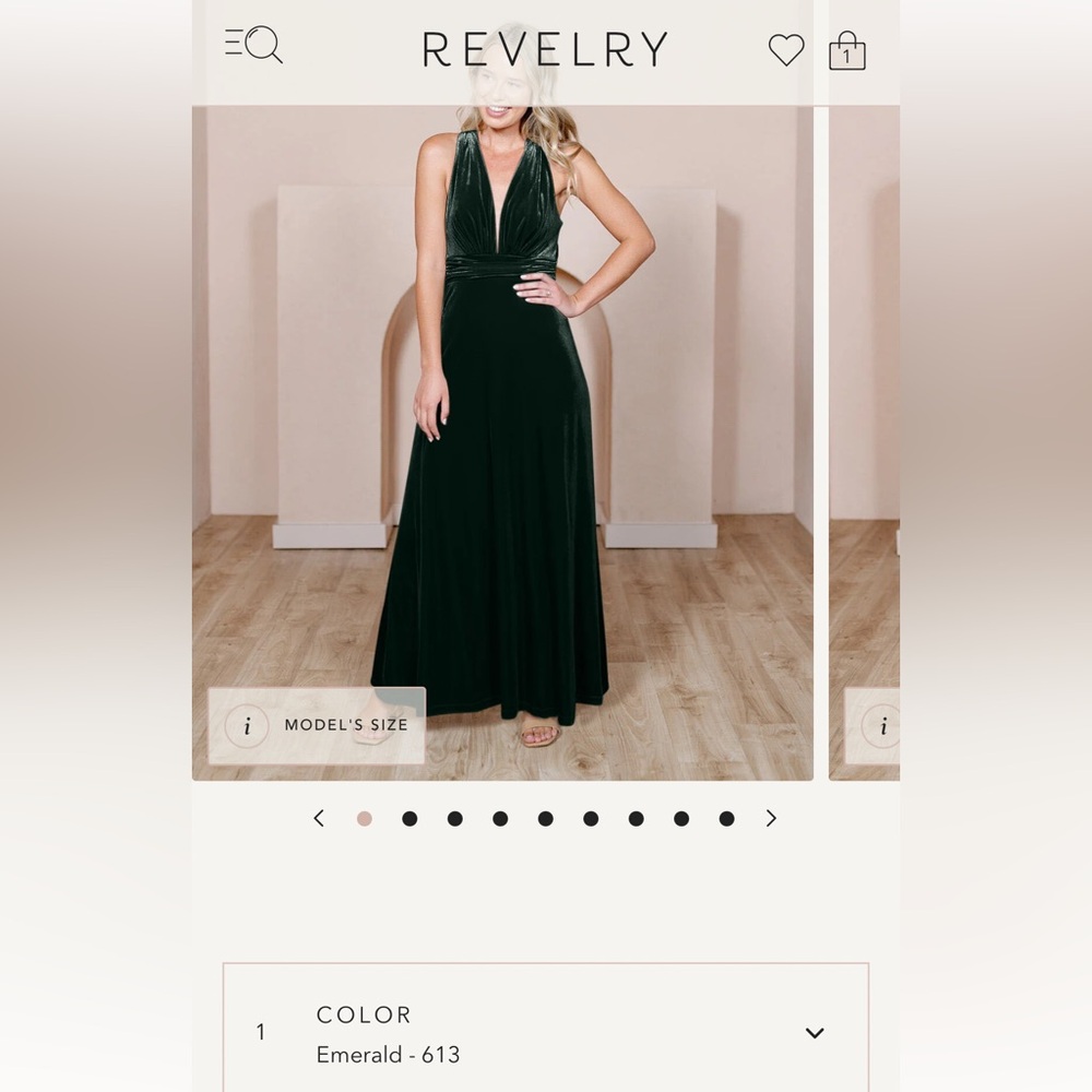 REVELRY DYLAN VELVET EMERALD BRIDESMAID DRESS